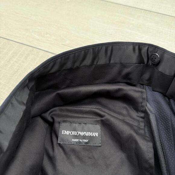 Emporio Armani Dress Pants Navy Textured Slim Fit  Italy Made Size 50 Wool Blend - Picture 7 of 13